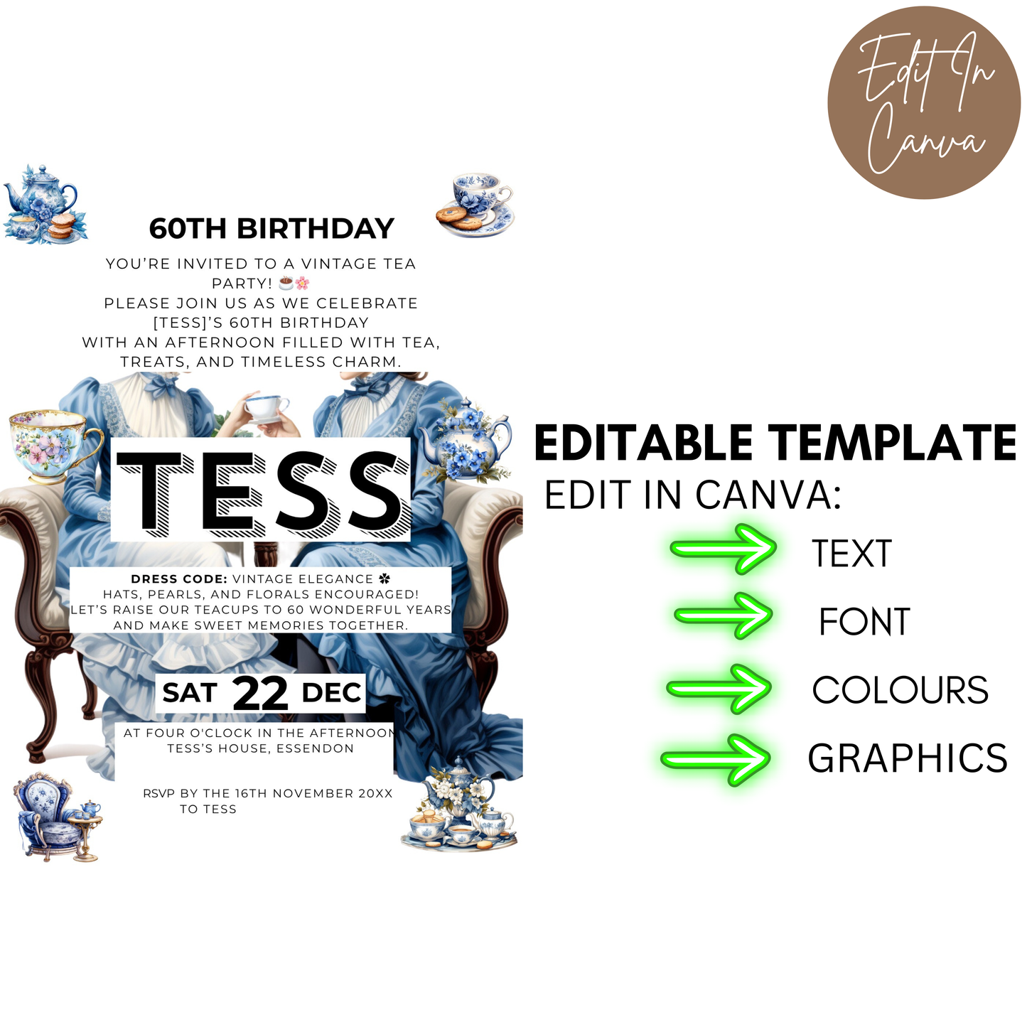 60th Birthday Invitation Female