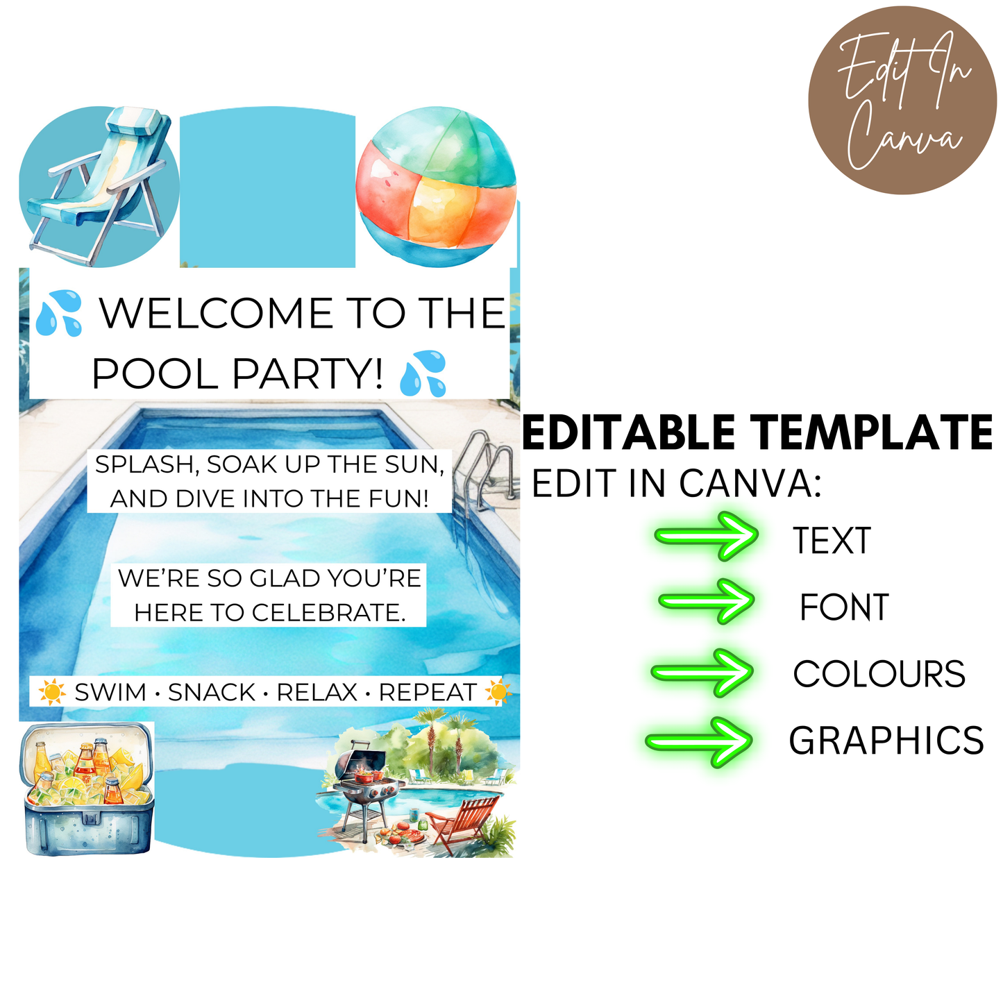 Pool Party Welcome Sign