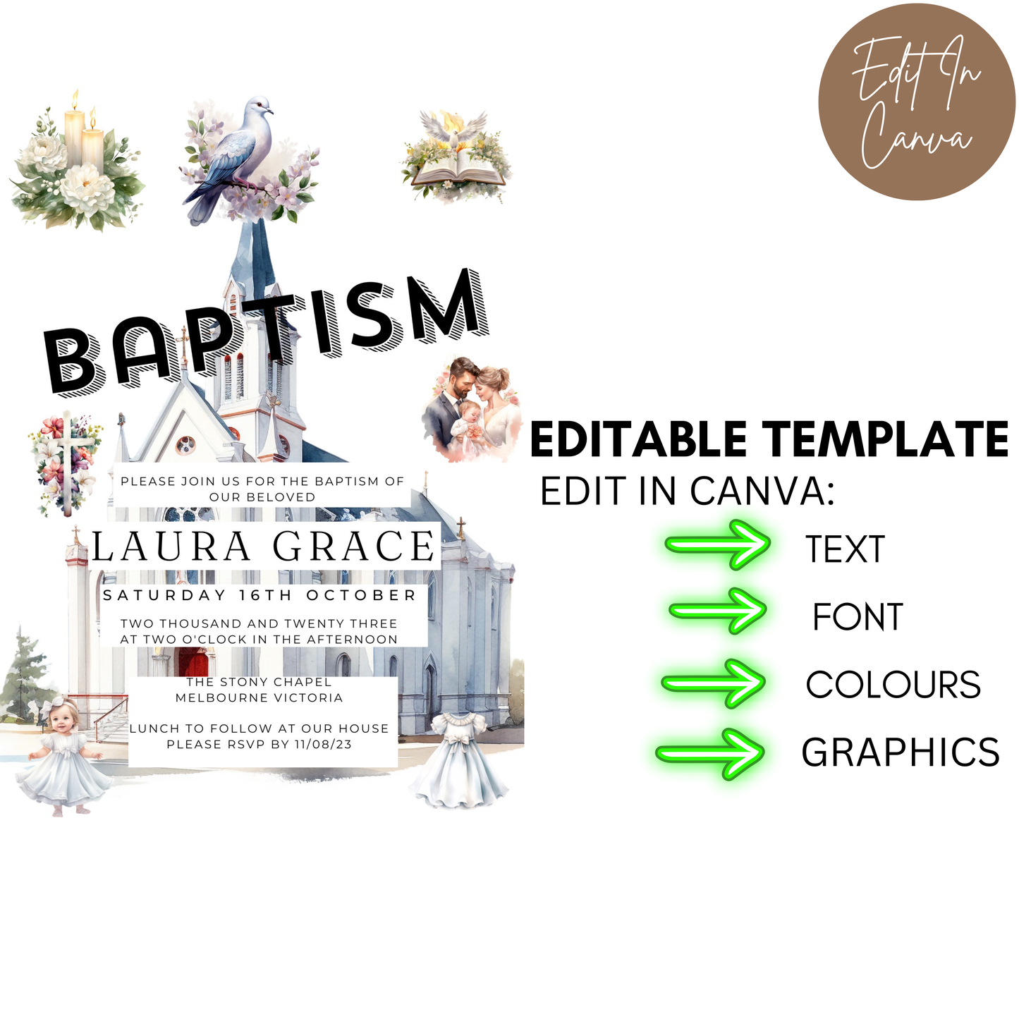 Baptism Invitation Female