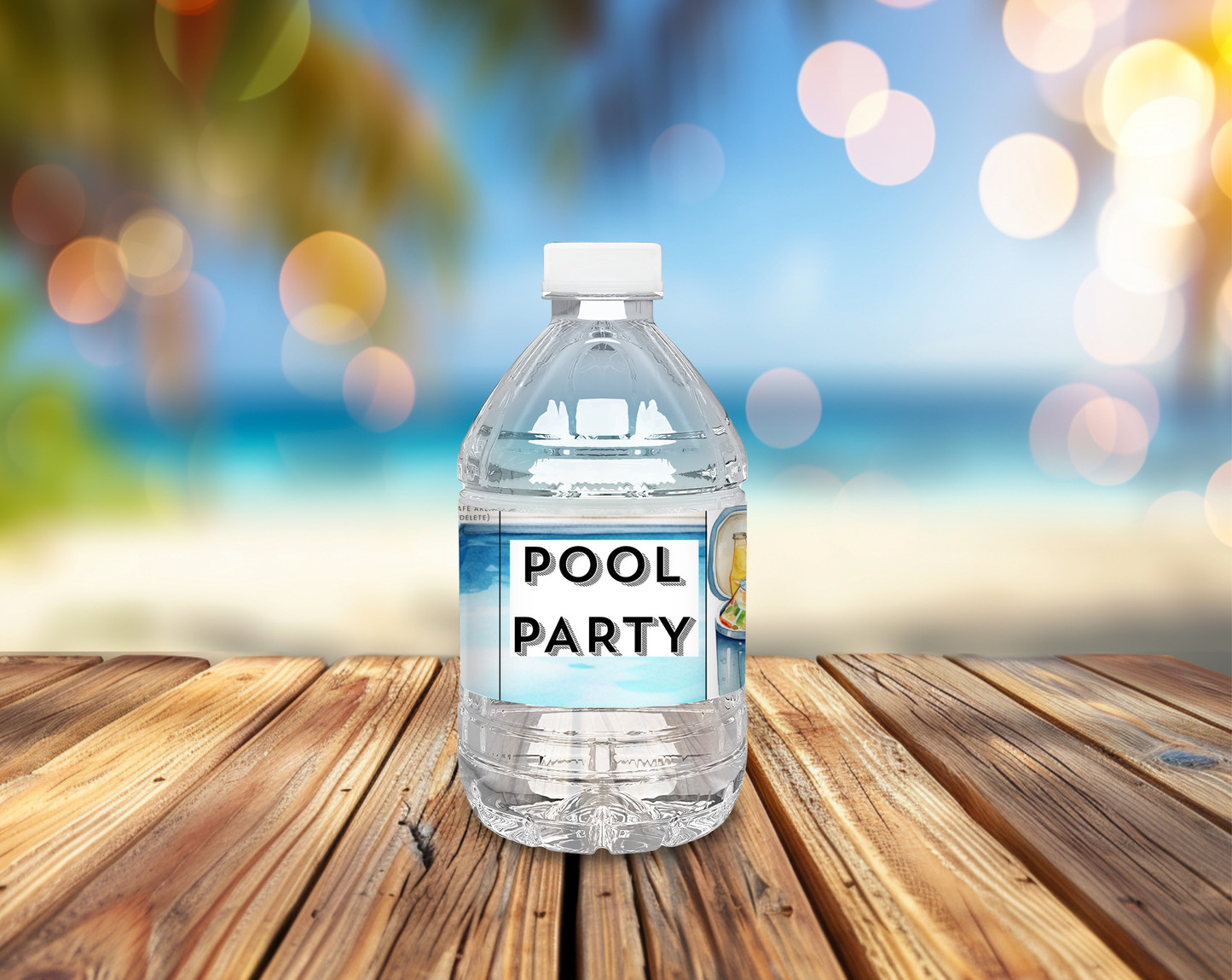 Pool Party Water Bottle Label