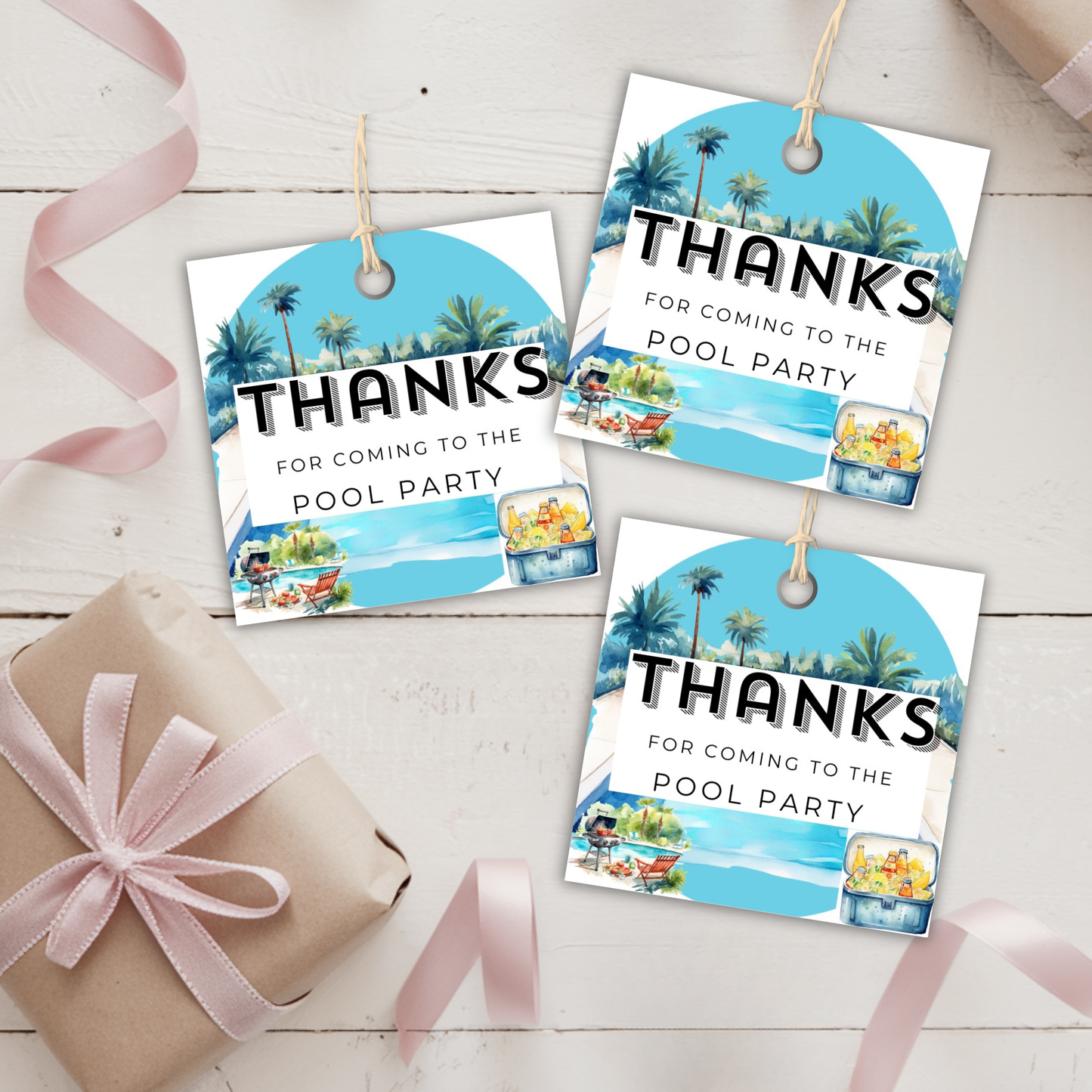 Pool Party Thank You Tags