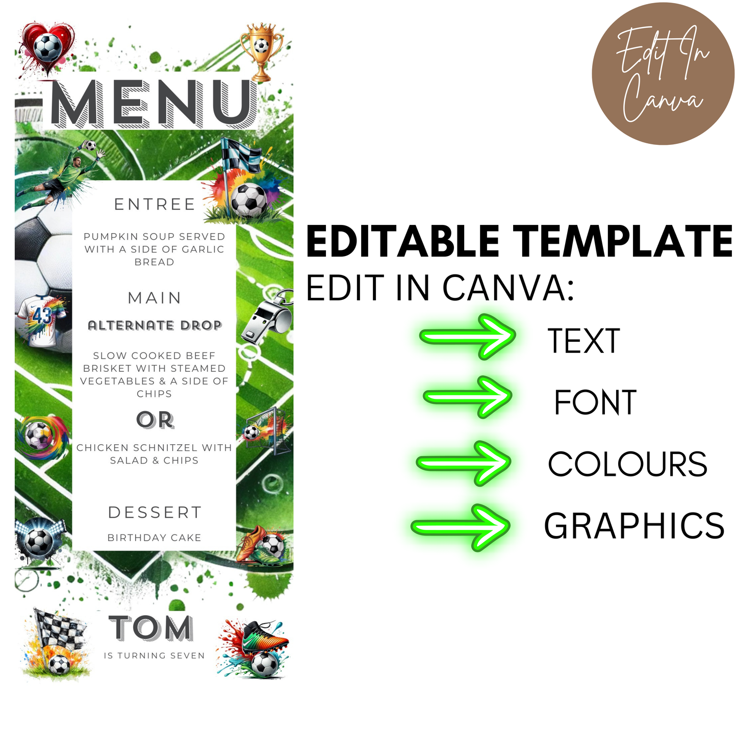 7th Birthday Menu Male