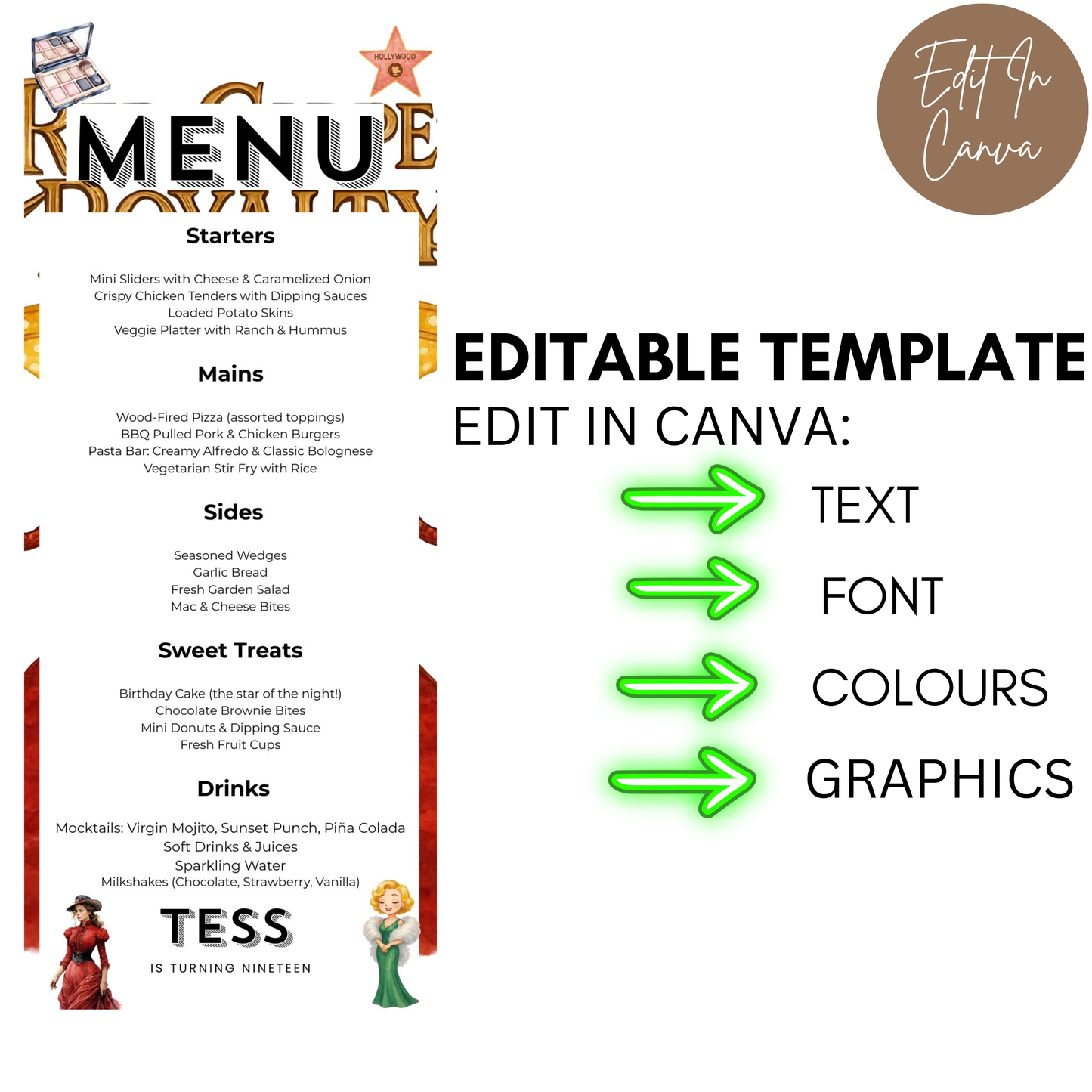 19th Birthday Menu