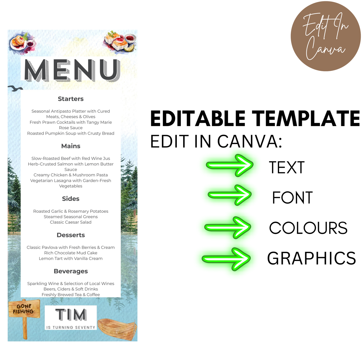 70th Birthday Menu