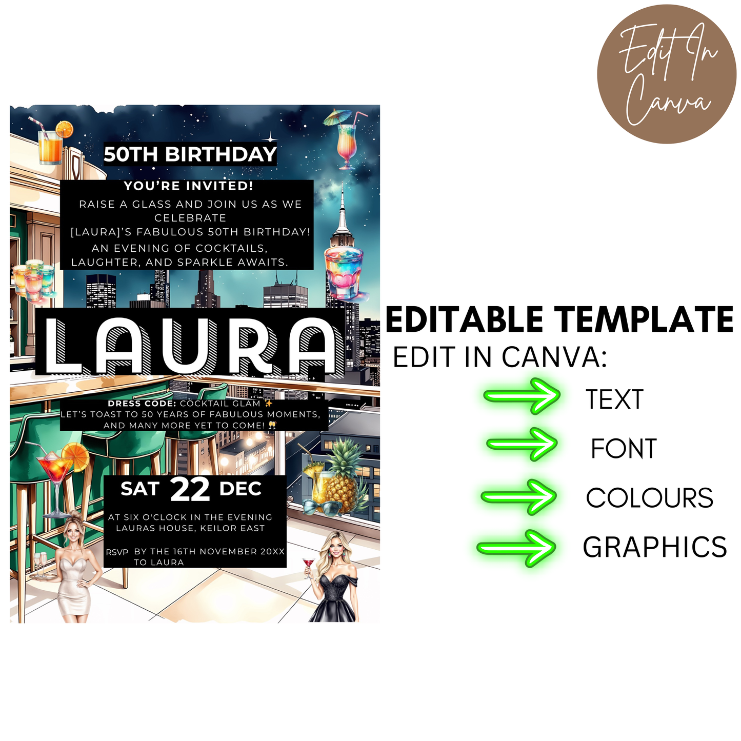 50th Birthday Female Invitation