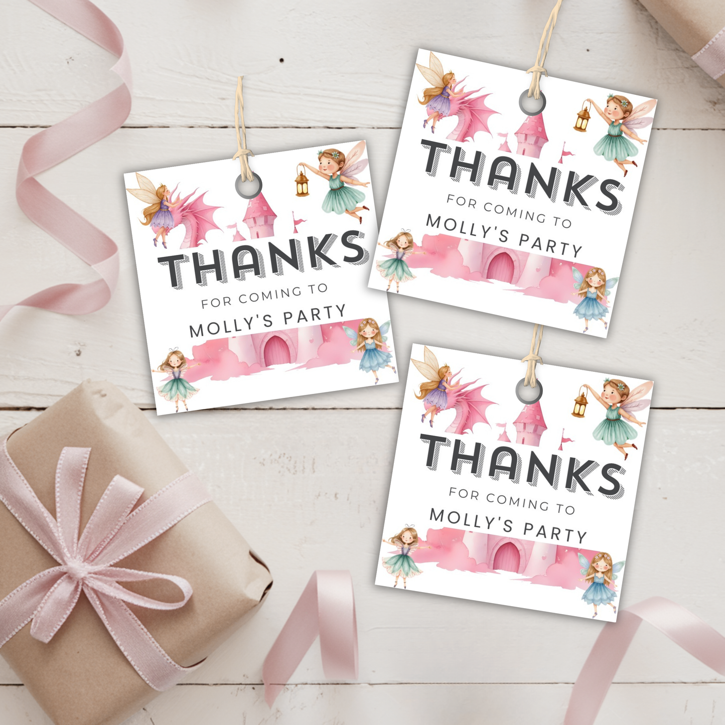 8th Birthday Thank You Tag Girl
