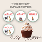3rd Birthday Cupcake Toppers Girl