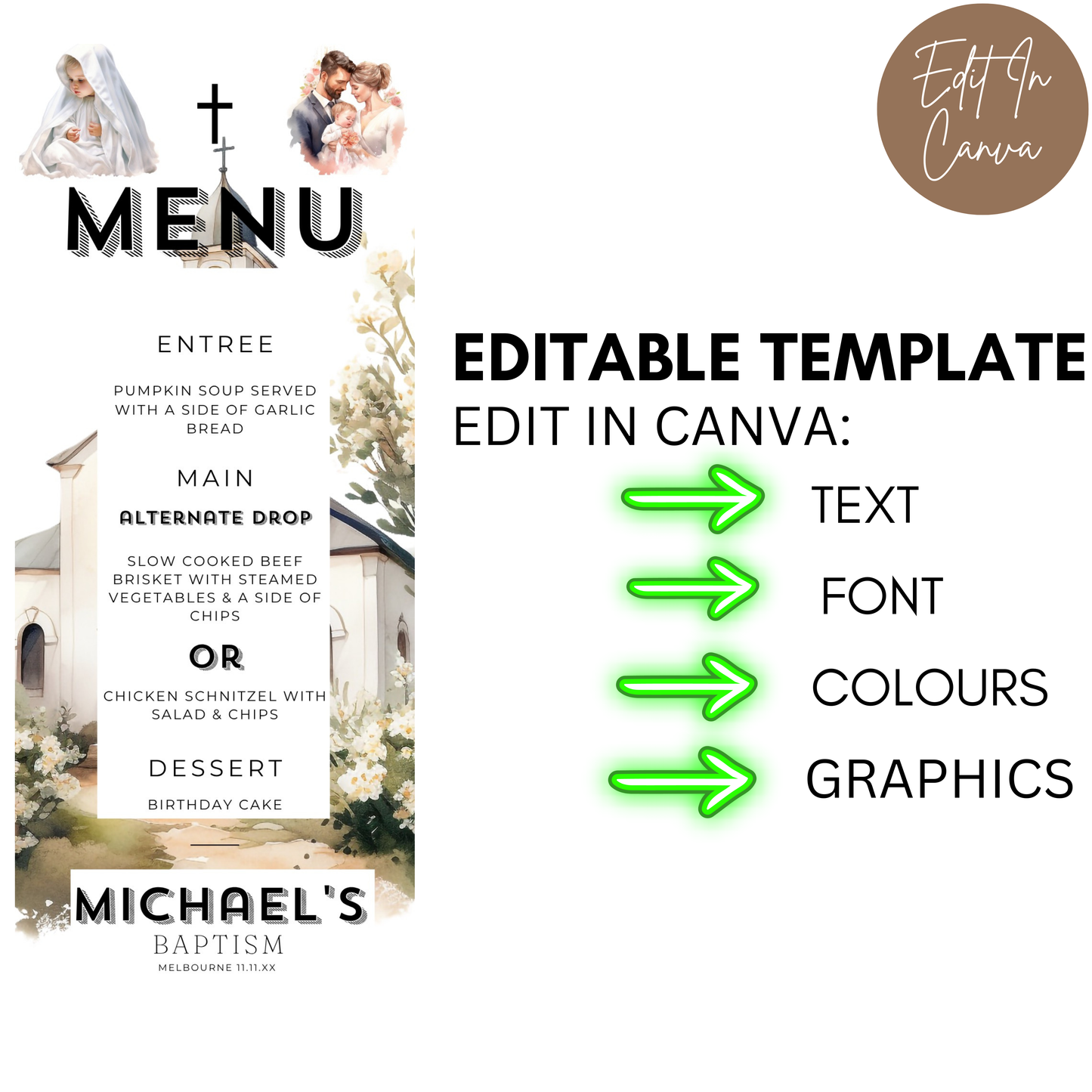 Baptism Menu Male