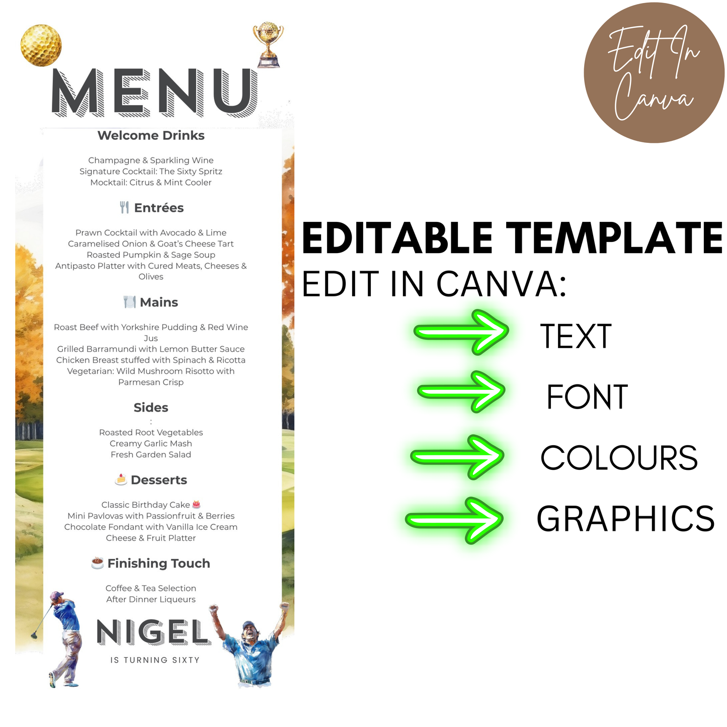 60th Birthday Menu