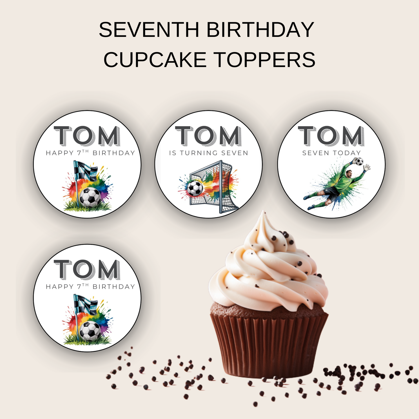 7th Birthday Cupcake Toppers Boy