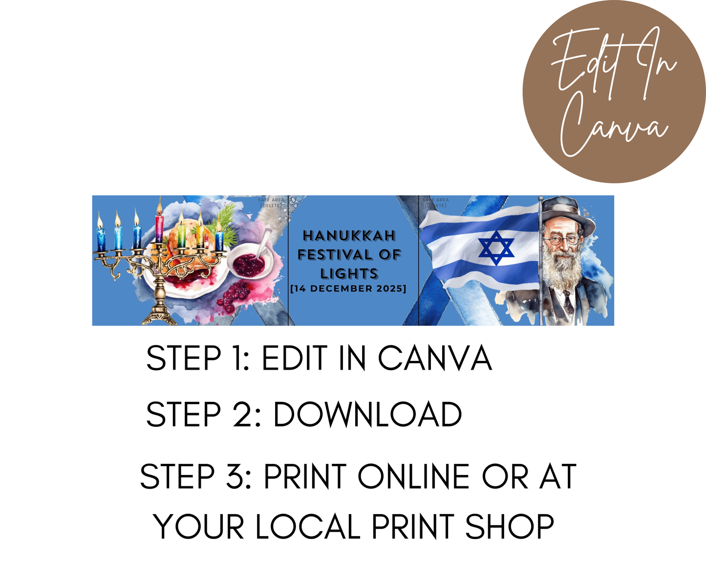Hanukkah Water Bottle Label