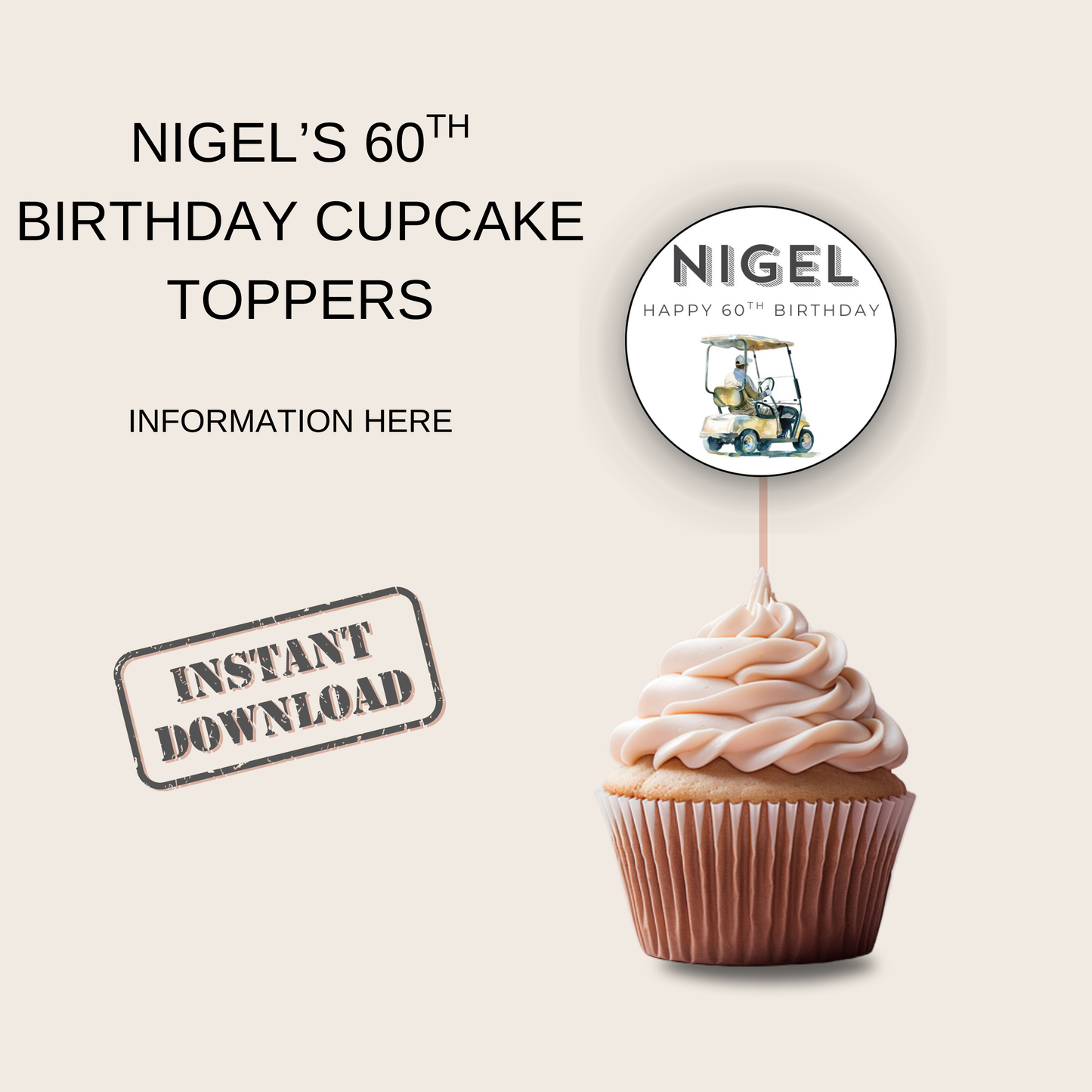 60th Birthday Cupcake Toppers Man
