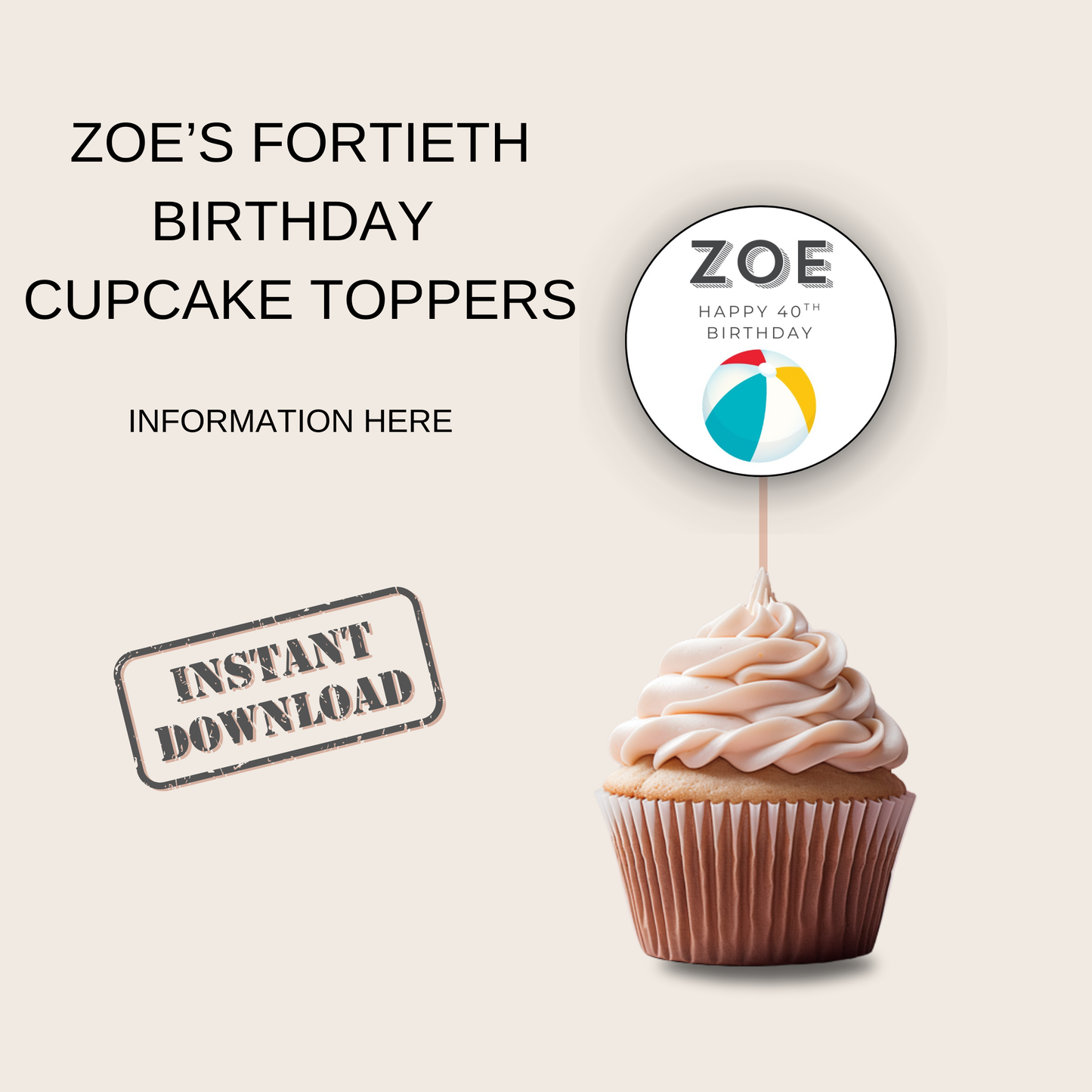 40th Birthday Cupcake Toppers Woman