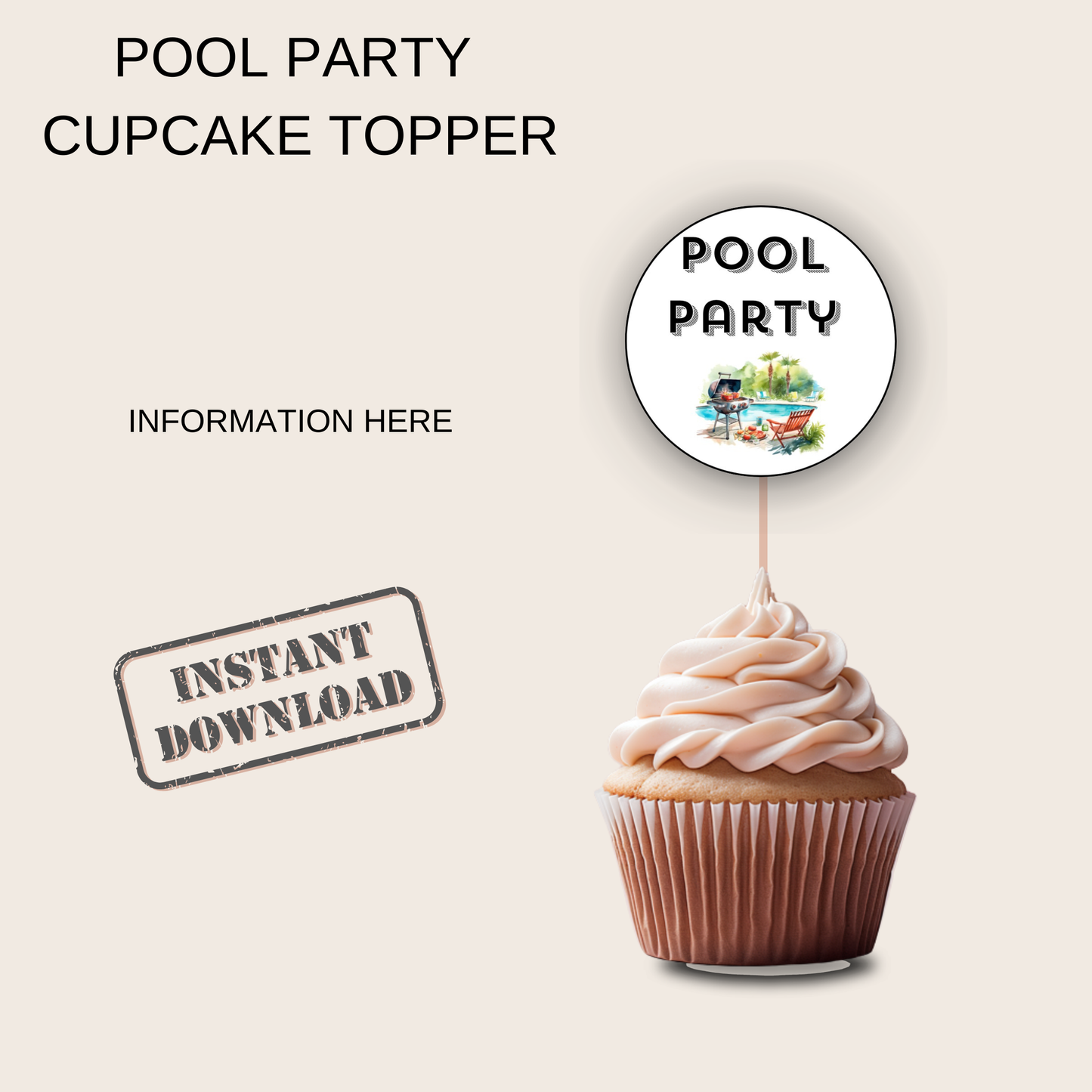 Pool Party Cupcake Topper
