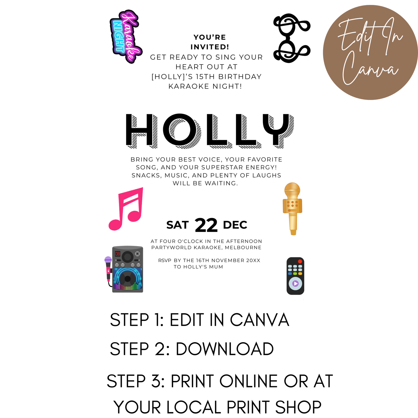 15th Birthday Invitation Female