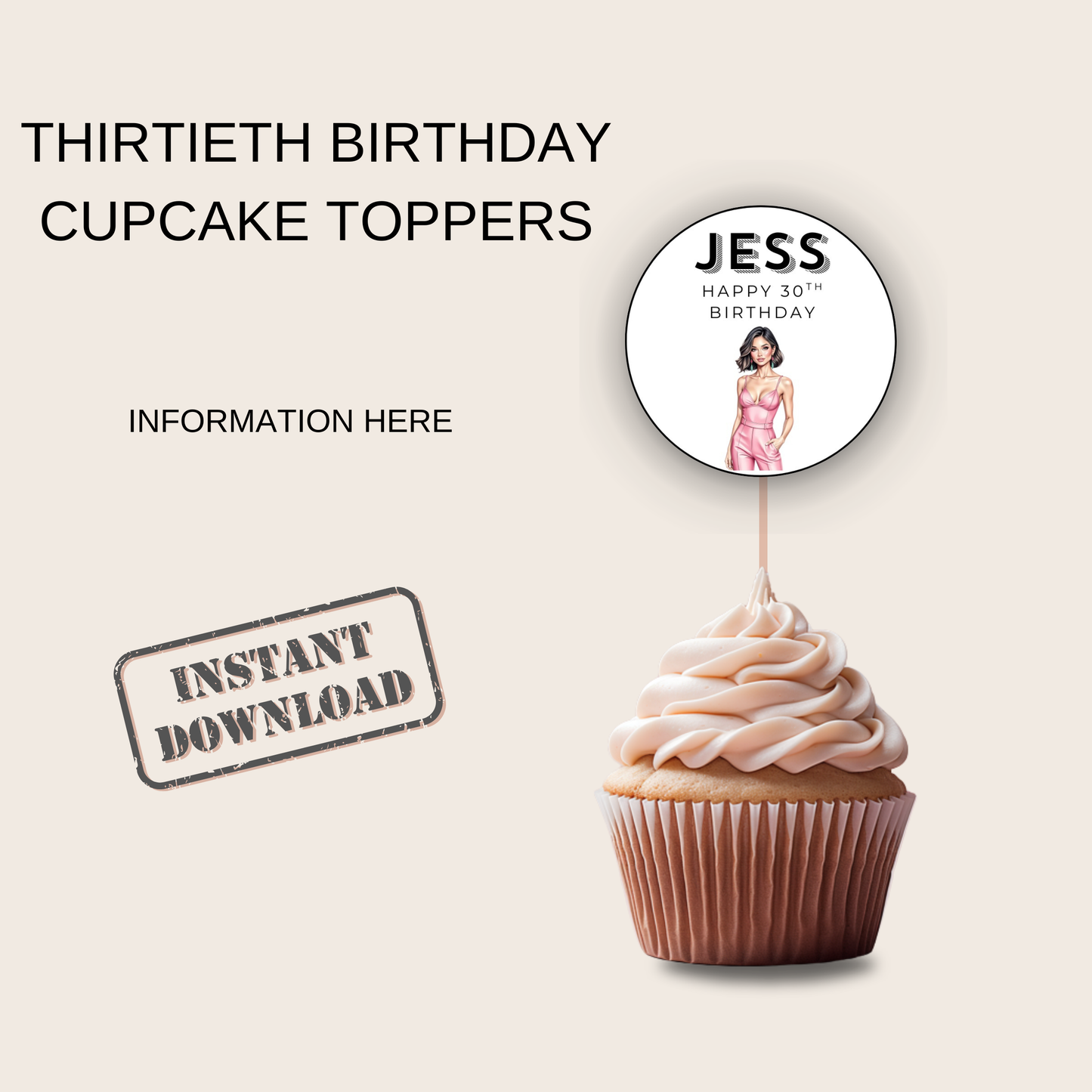 30th Birthday Cupcake Toppers Woman