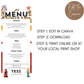 19th Birthday Menu