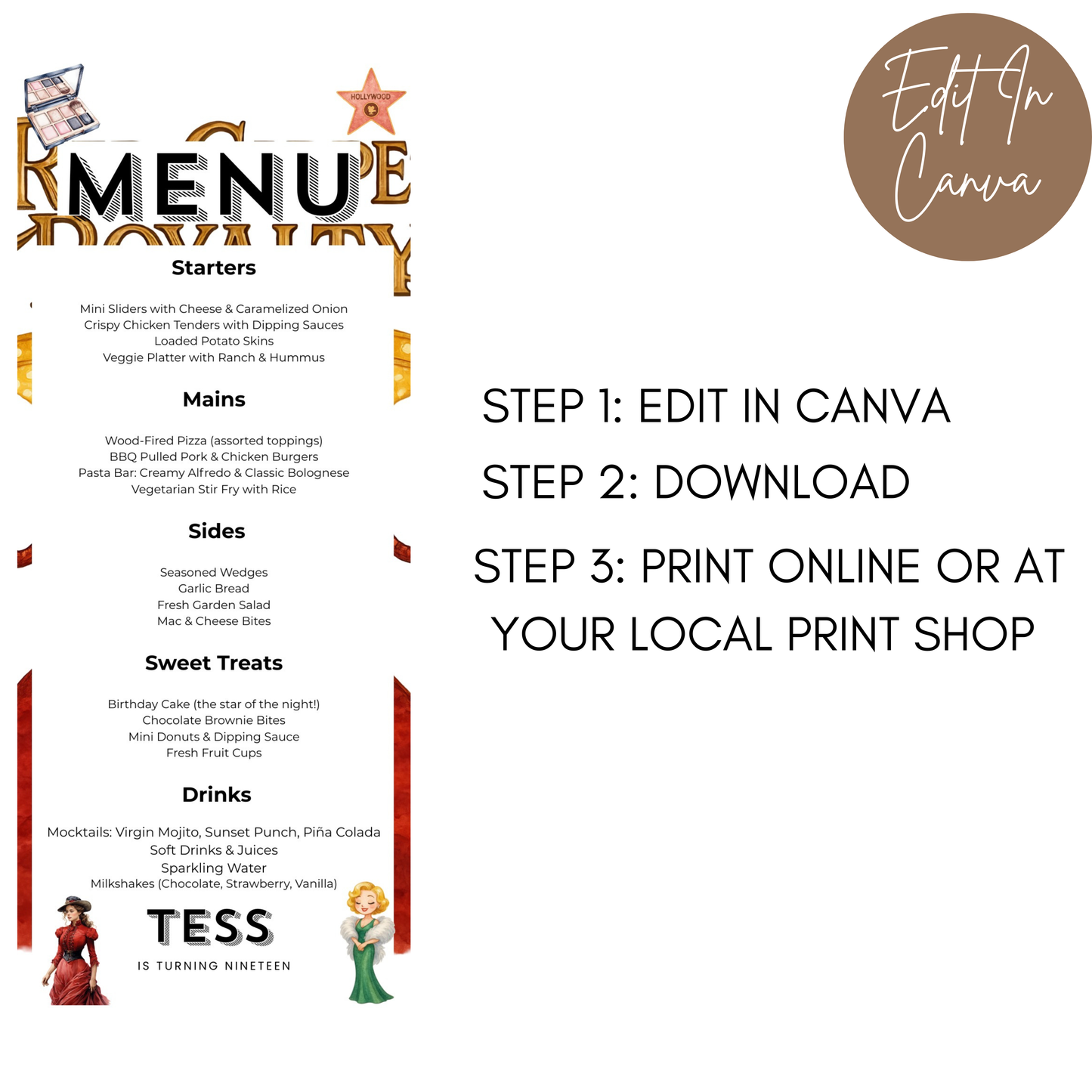 19th Birthday Menu