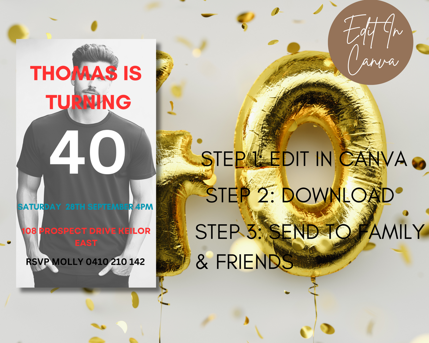 40th Birthday Invitation Classical