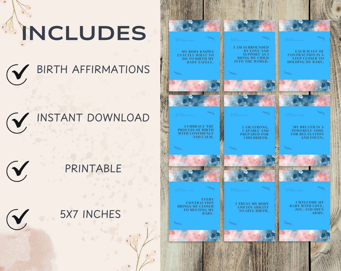 30 Birth Affirmation Cards