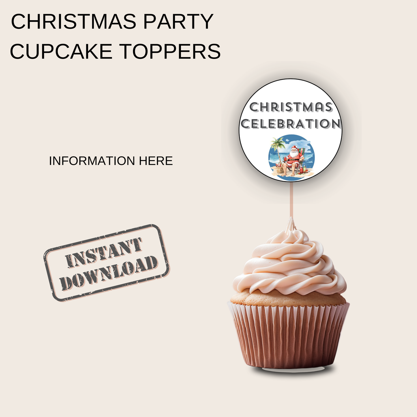 Christmas Party Cupcake Toppers