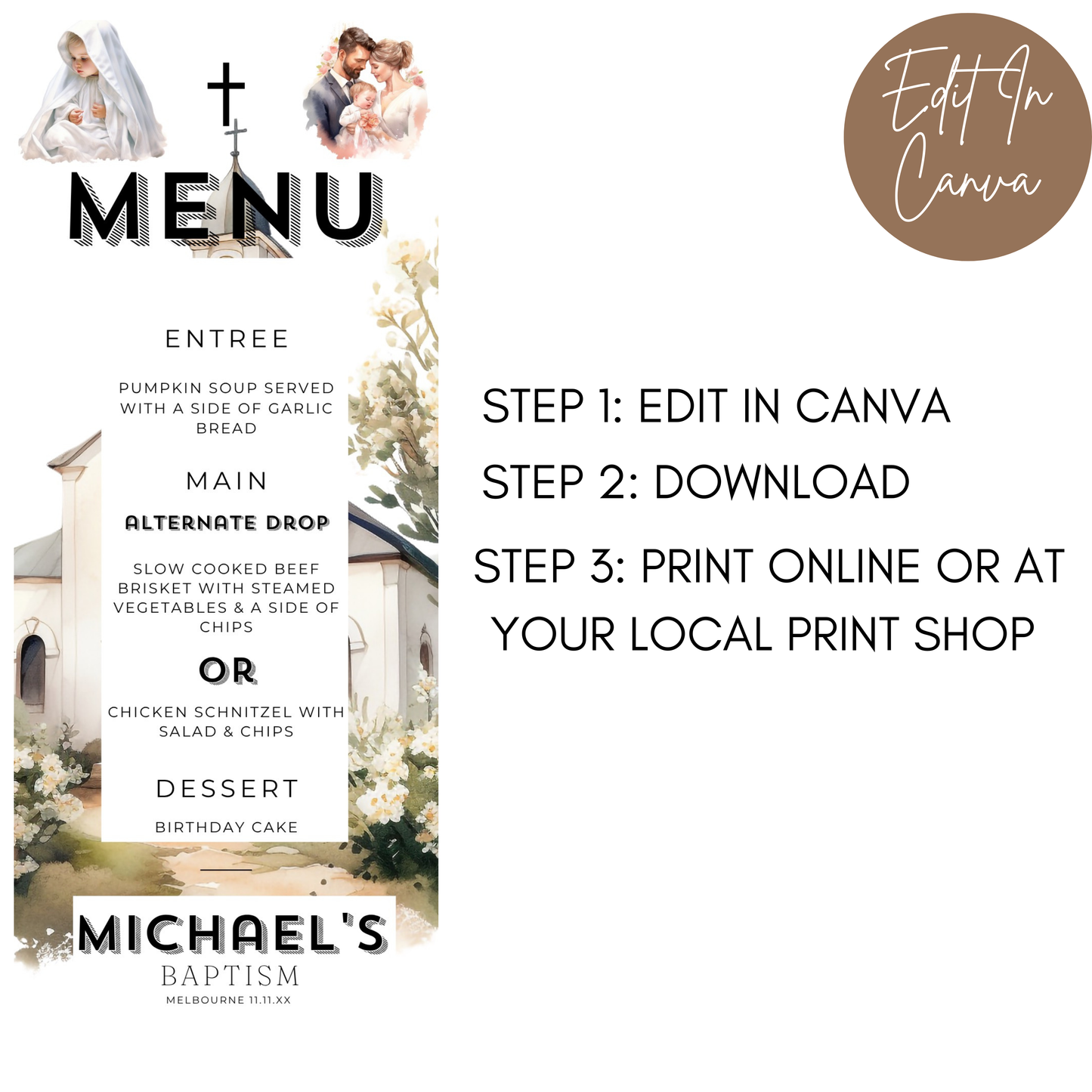 Baptism Menu Male