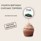 4th Birthday Party Cupcake Toppers Boy