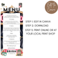 50th Birthday Menu
