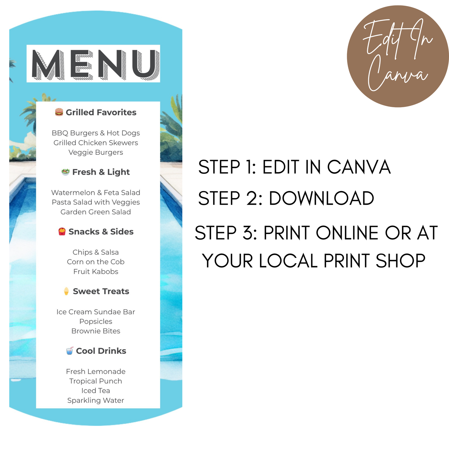 Pool Party Menu