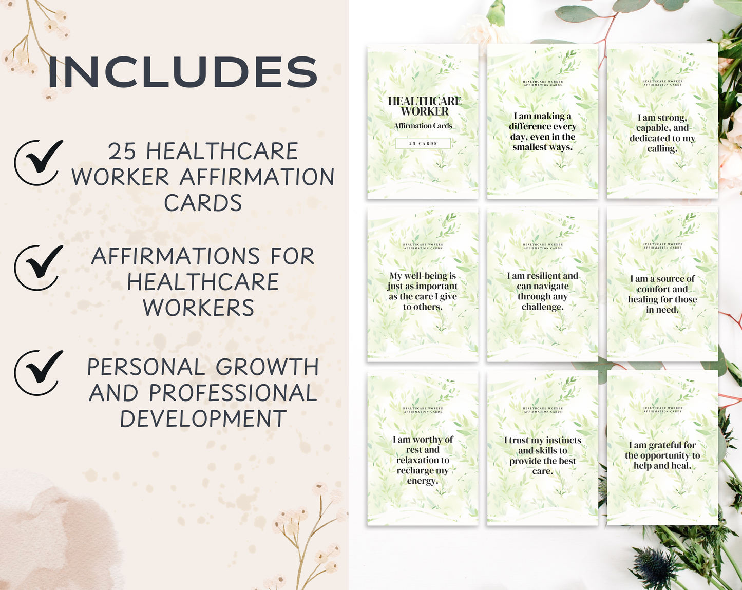 25 Healthcare Worker Affirmation Cards