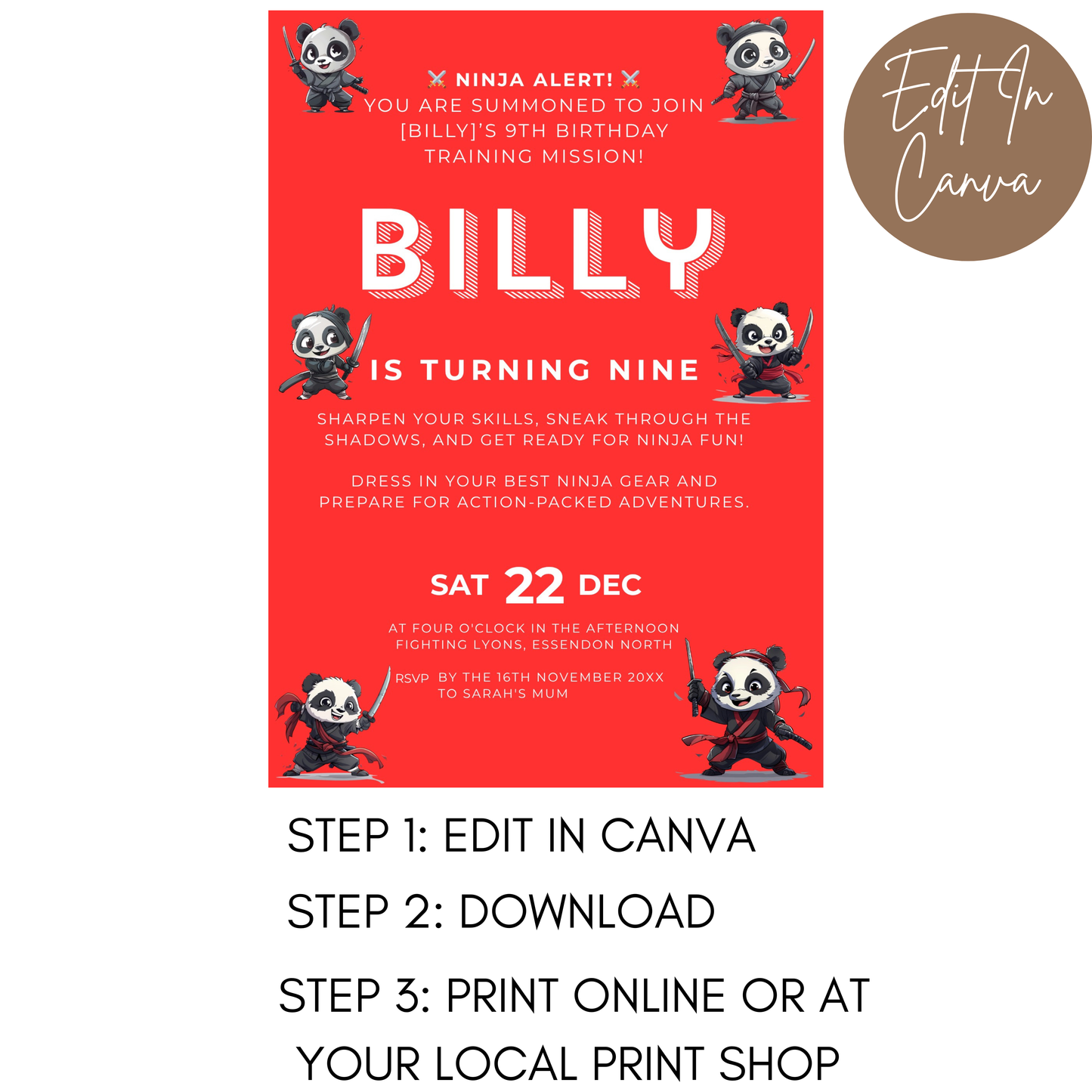 9th Birthday Invitation