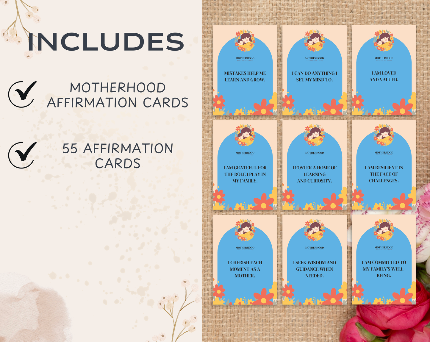 55 Motherhood Affirmation Cards