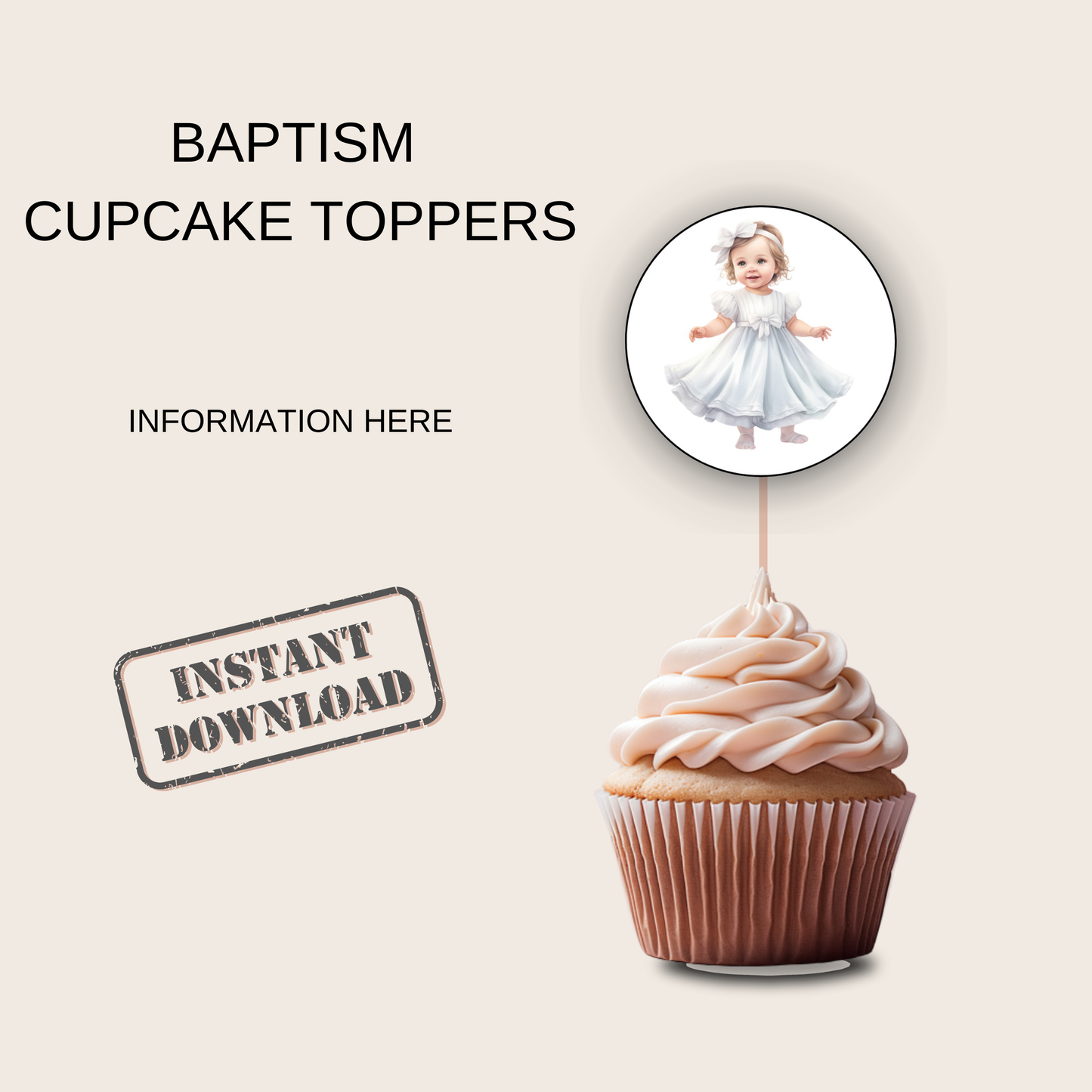 Baptism Cupcake Toppers