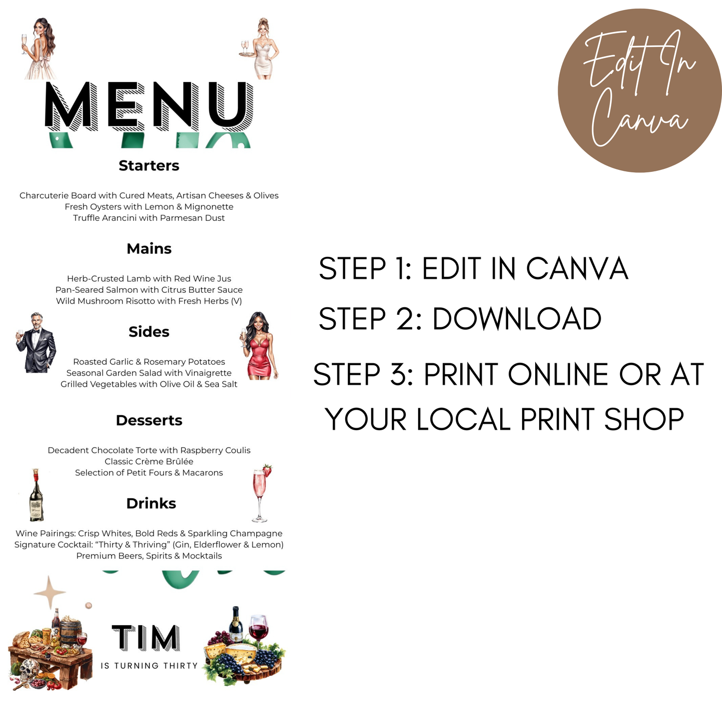 30th Birthday Menu