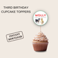 3rd Birthday Cupcake Toppers Girl