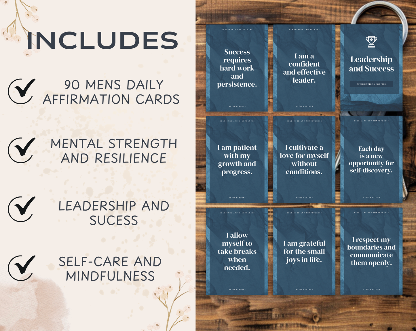 90 Mens Daily Affirmation Cards