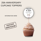 25th Anniversary Cupcake Toppers