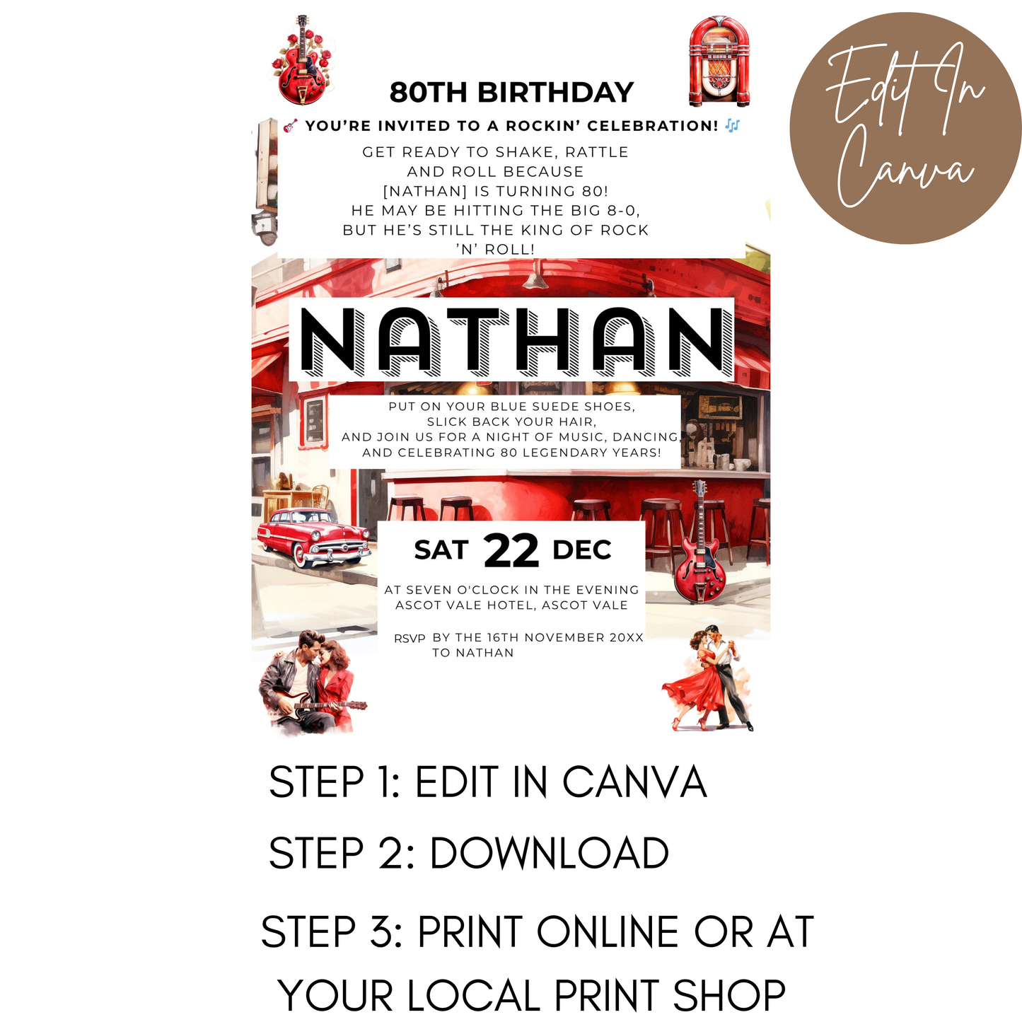 80th Birthday Invitation Male