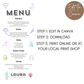 18th Birthday Menu Female