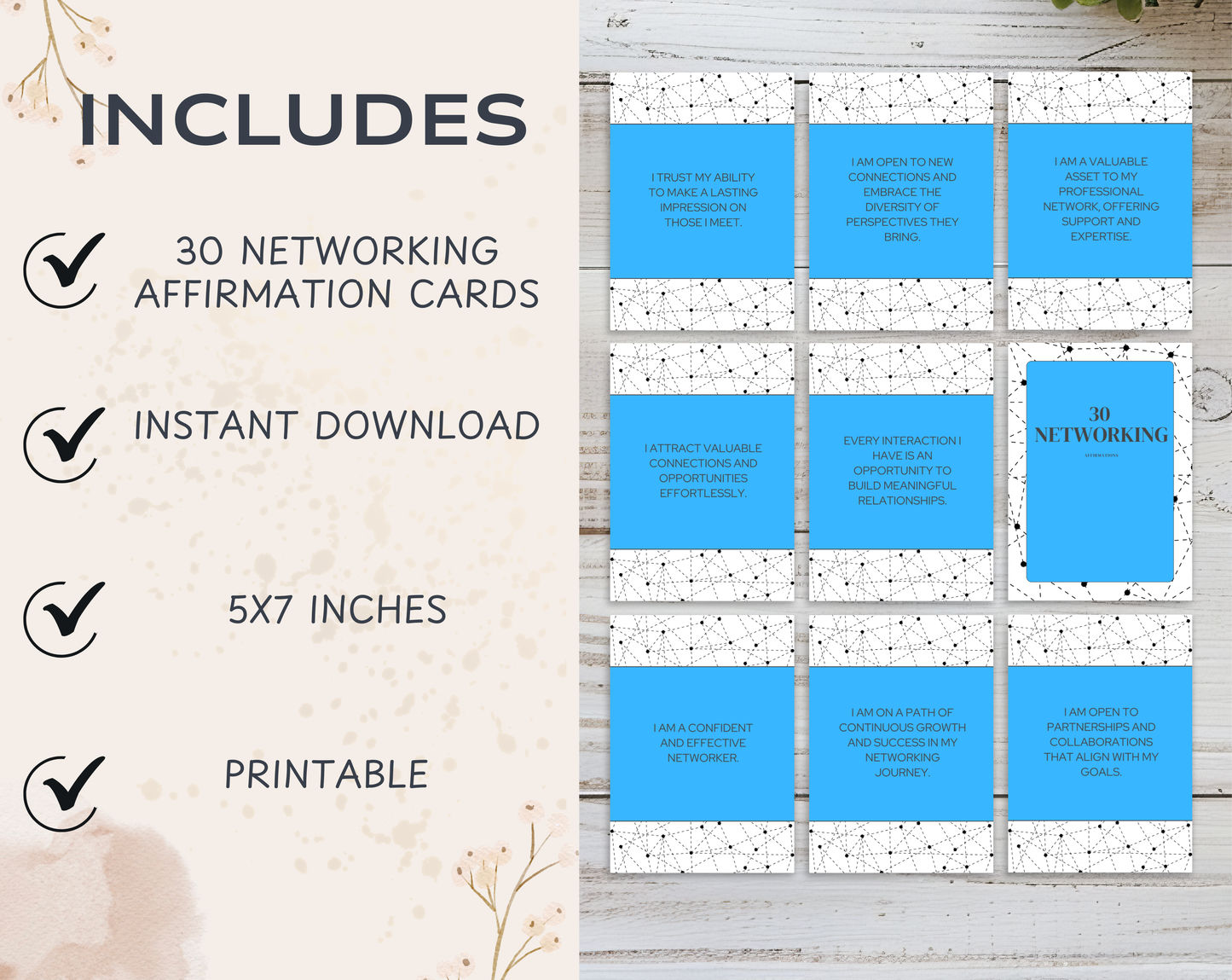 30 Networking Affirmation Cards