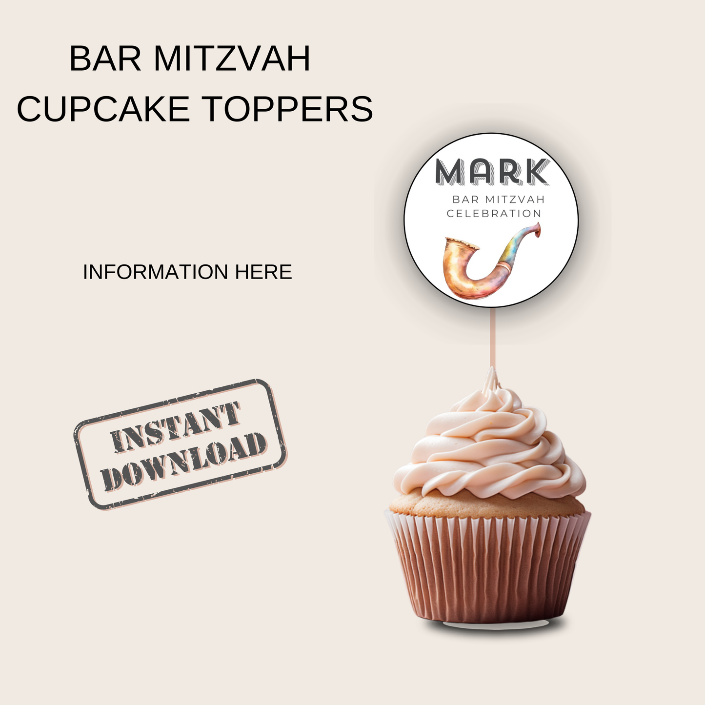 Bar Mitzvah Cupcake Toppers
