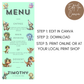 1st Birthday Male Menu