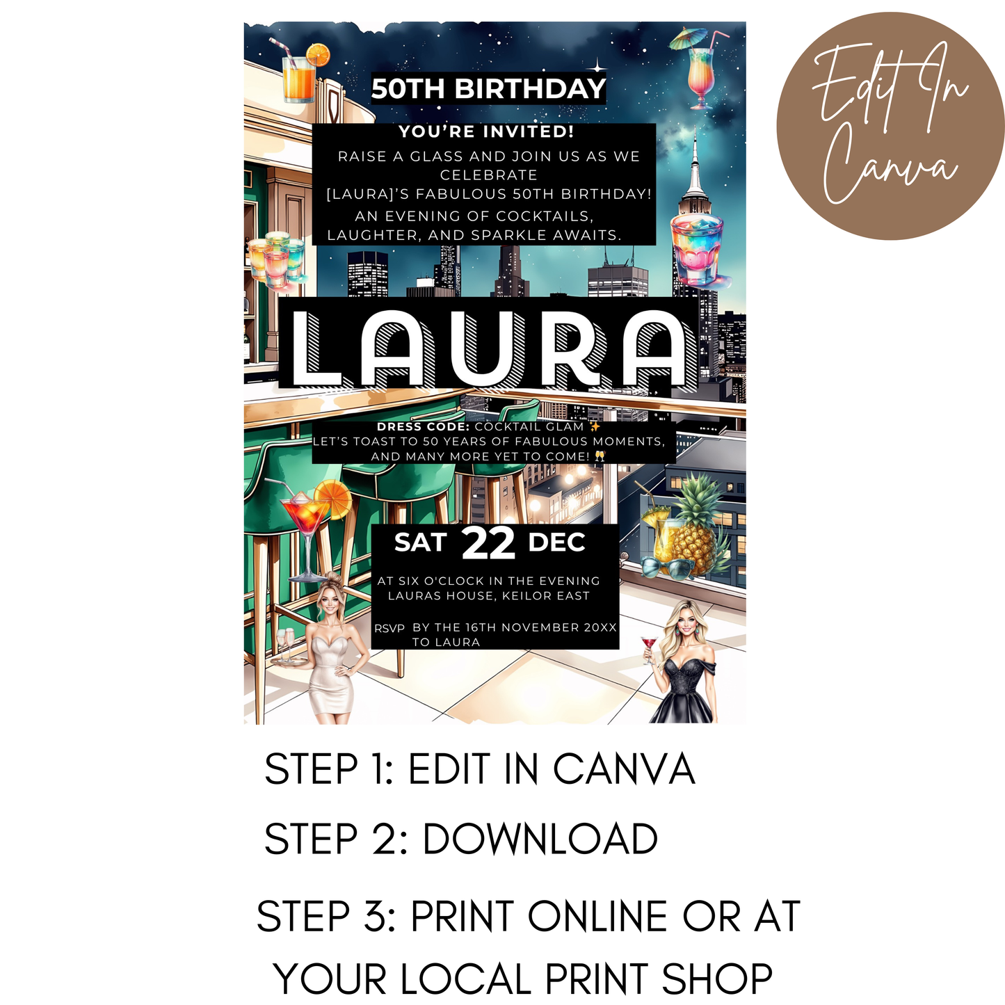 50th Birthday Female Invitation