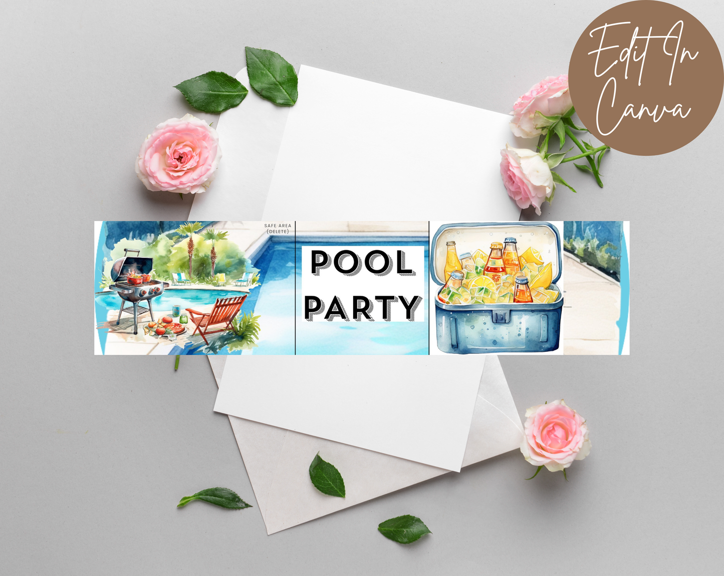 Pool Party Water Bottle Label