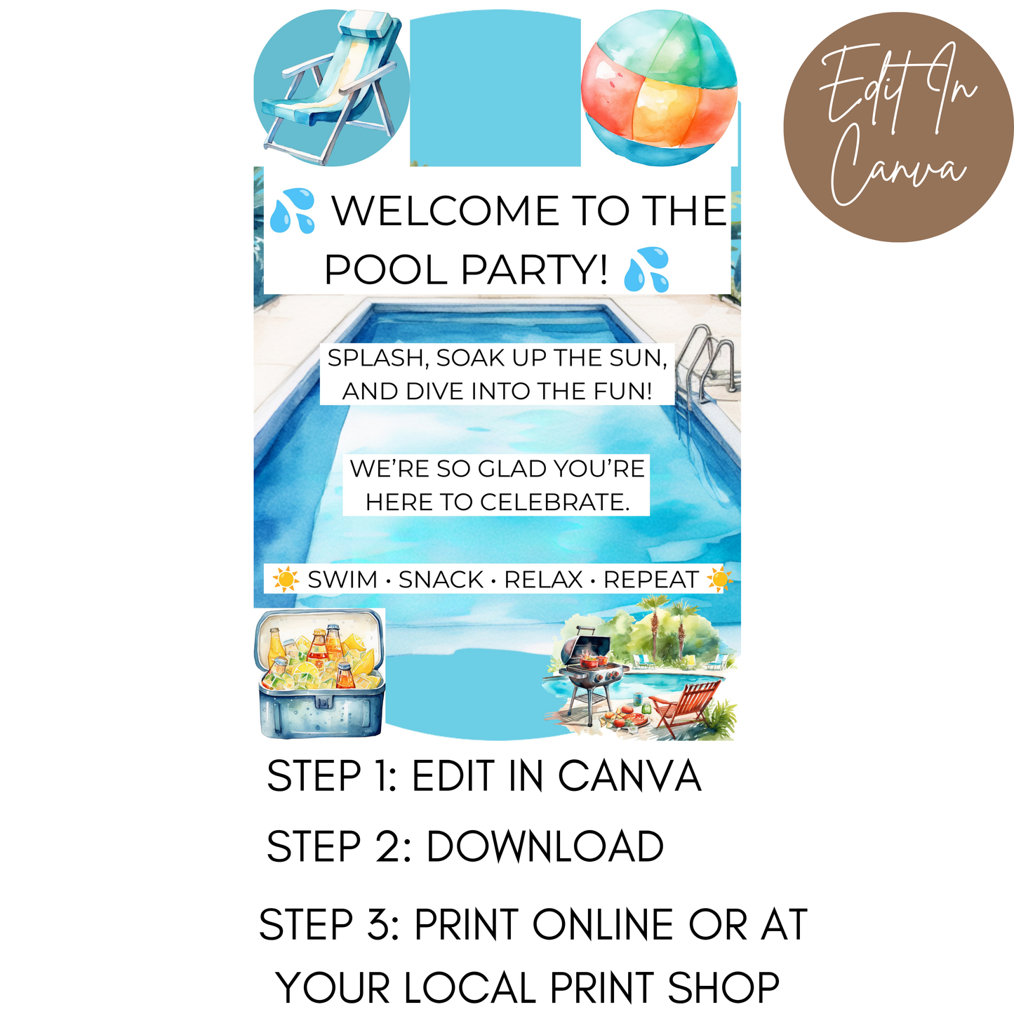 Pool Party Welcome Sign
