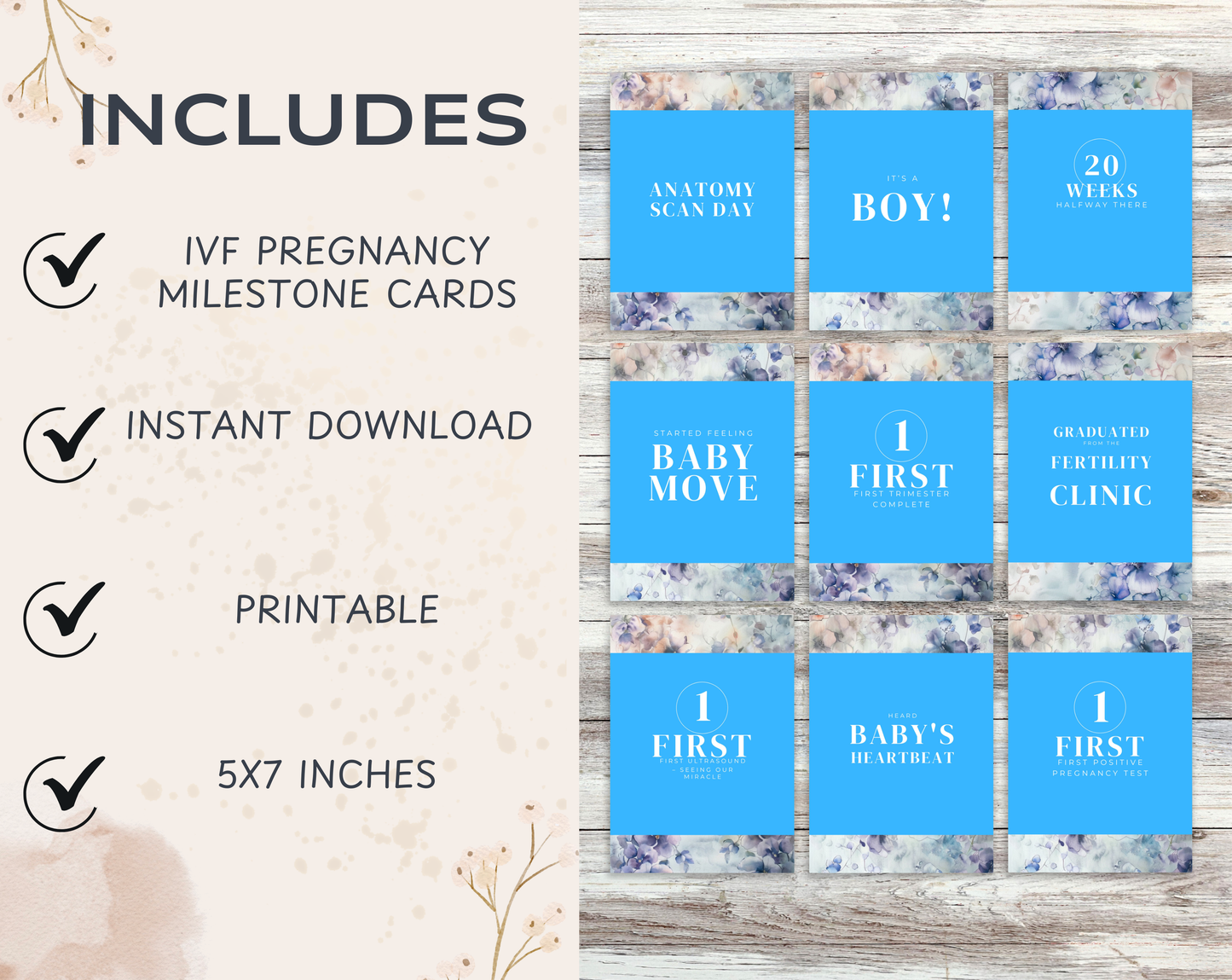 40 IVF Pregnancy Milestone Cards