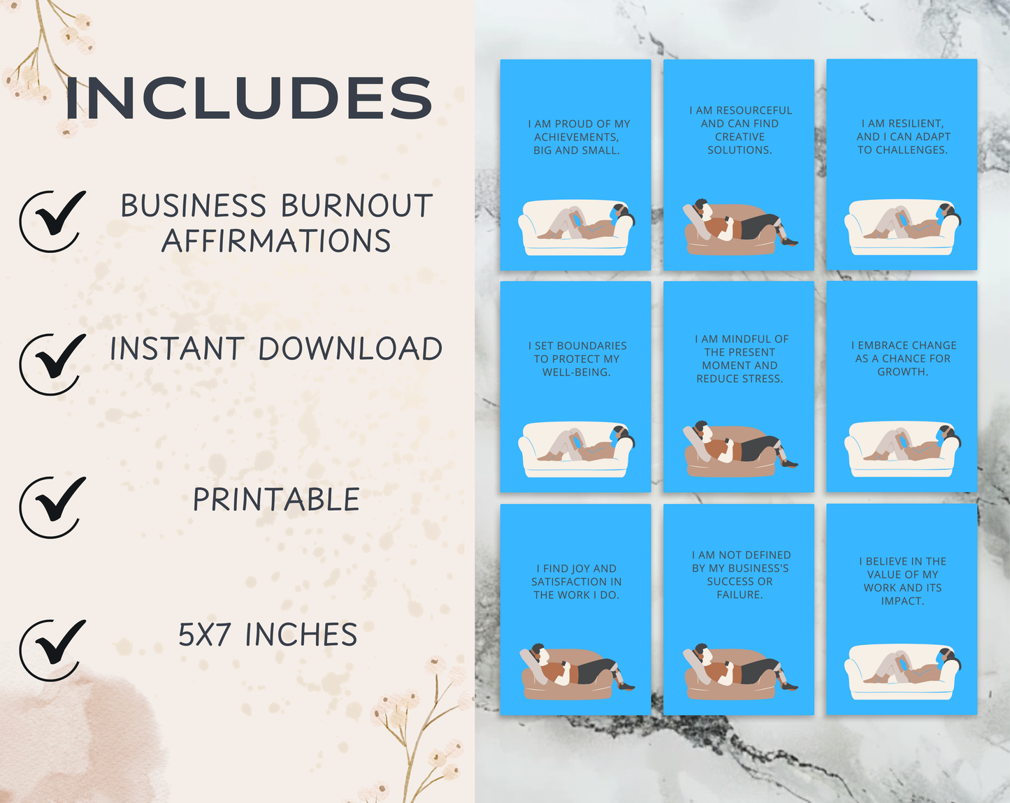 30 Business Burnout Affirmation Cards