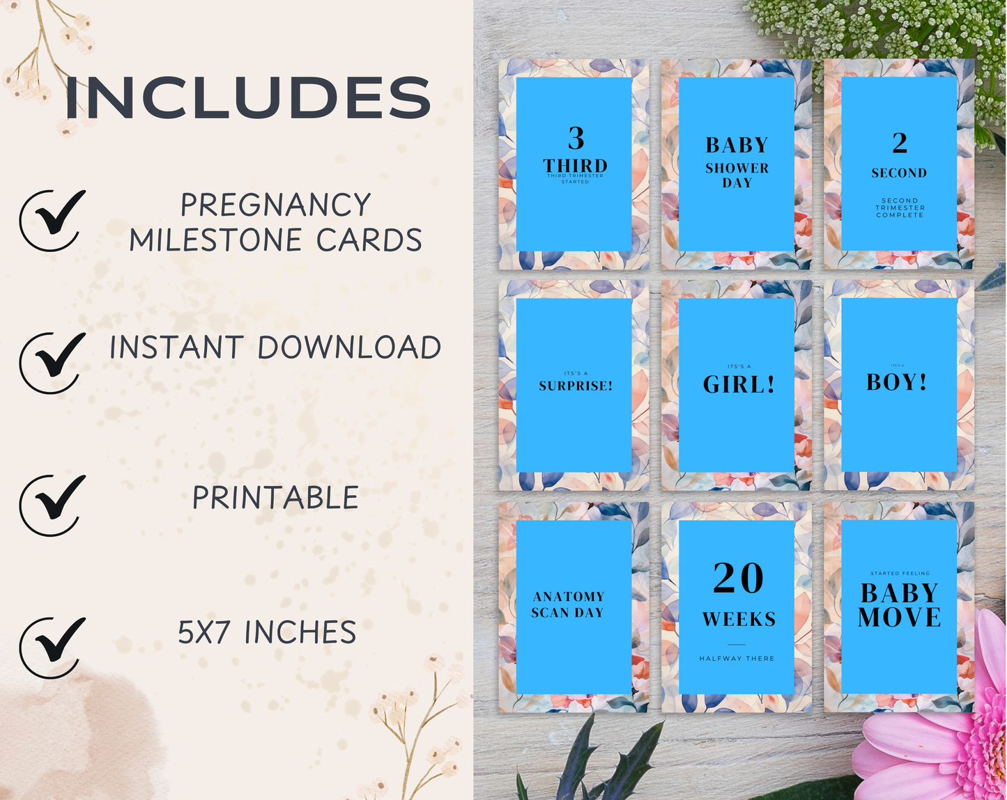 40 Pregnancy Milestone Cards