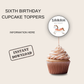 6th Birthday Party Cupcake Toppers Girl