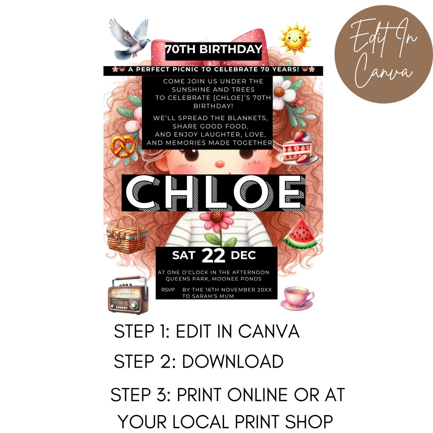 70th Birthday Invitation Female